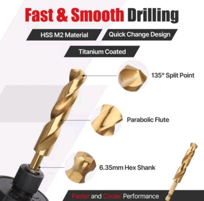 5pc Hex Titanium Drill Set - Image 4