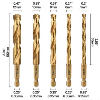 5pc Hex Titanium Drill Set